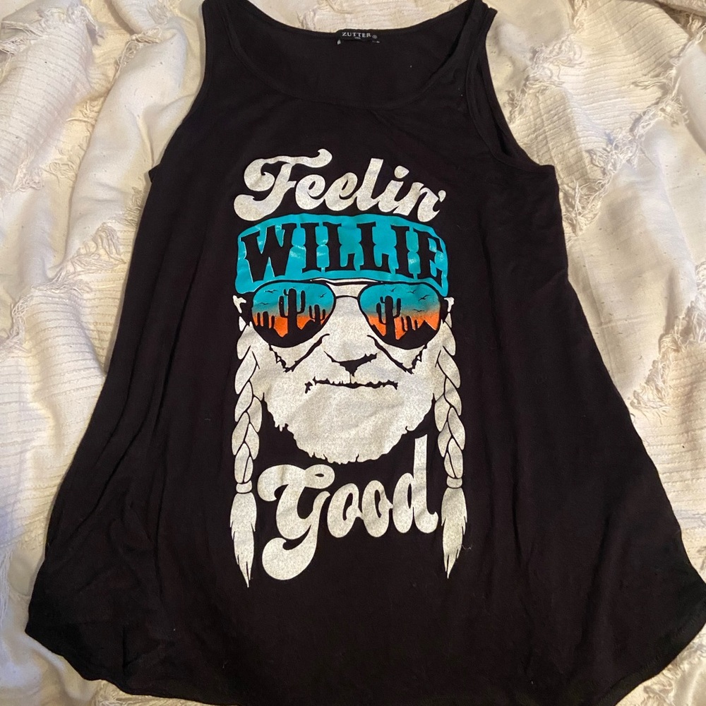 Black Willie Nelson tank top